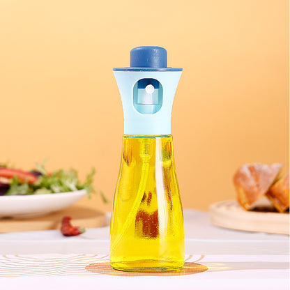 Manual press of the glass atomizing oil spray bottle to evenly atomize the seasoning bottle, dust-proof and oil-controlled glass oil bottle, large-diameter bottle