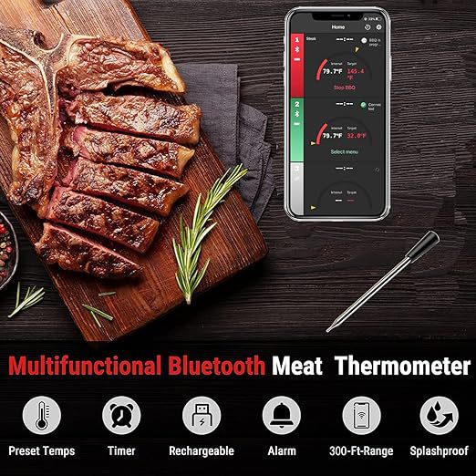 The CXL001 wireless blue BBQ barbecue thermometer provides real-time monitoring and precise temperature control, making barbecuing easier